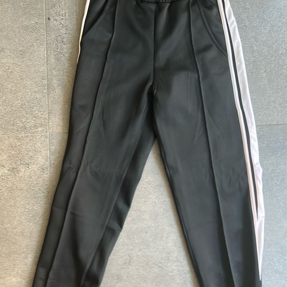 Sporty Black and White Track Pants with Elastic Waistband